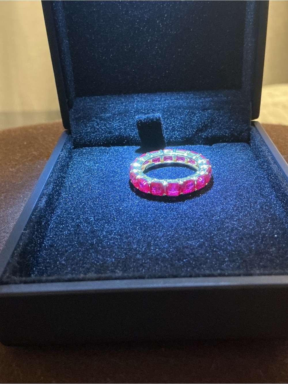 Pink Eternity Band Ring with Pink Stones